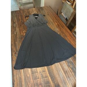 Evan-Picone Polka Dot Dress Sleeveless V-Neck‎ Midi Dress 14W